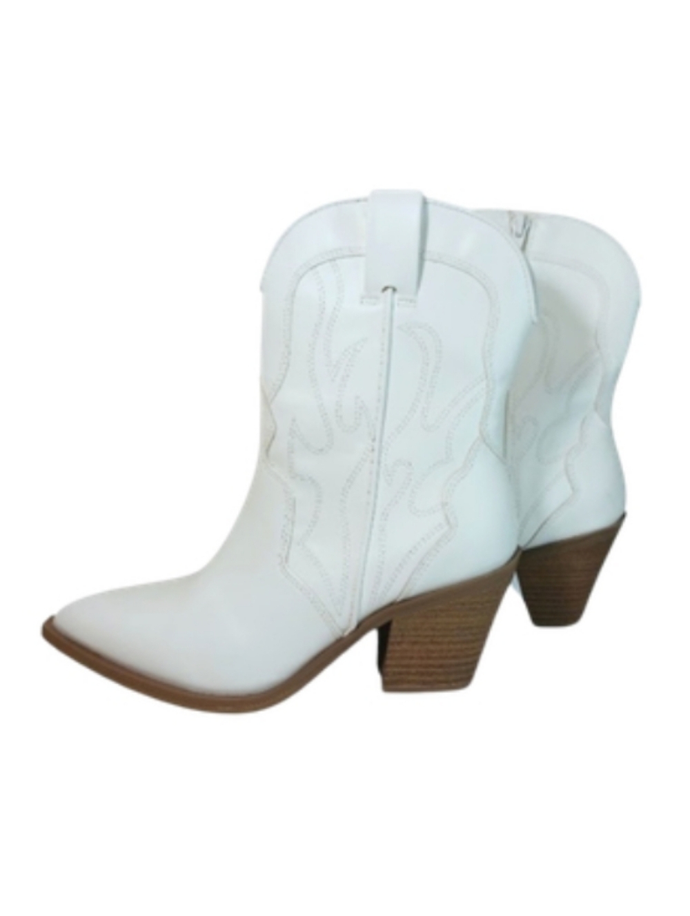 Universal Thread Boots Women's 6.5 White Faux Leather Zip Western Heeled Boot